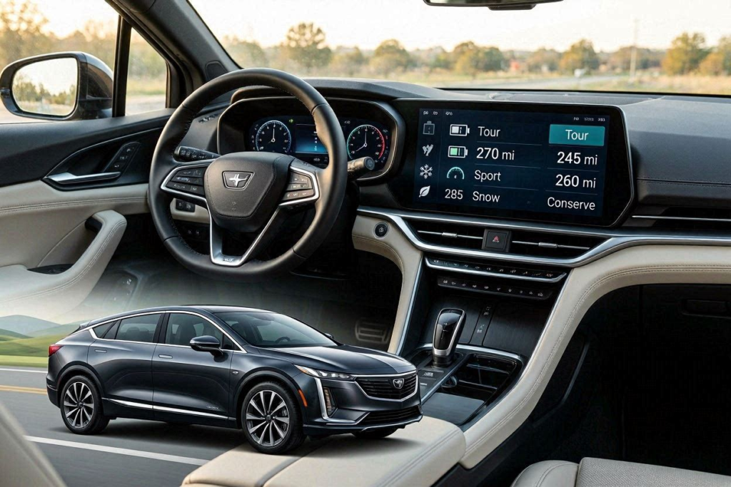 do the driving modes in cadillac lyriq offer different ranges or battery usages?